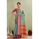 Generic Women's Silk Blended Jaquard Woven Saree With Unstitched Blouse 5.5Mtr (Light Green)