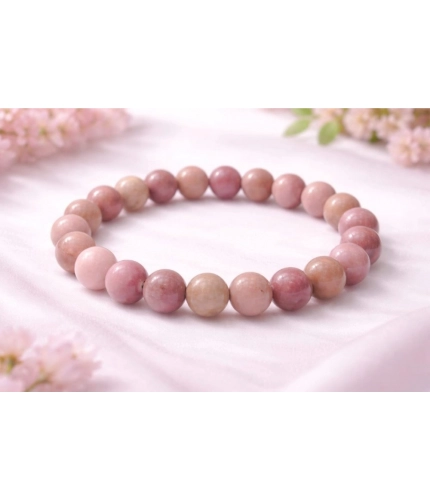 Generic Natural Crystal 8mm Rhodonite Bracelet (Light Purple)