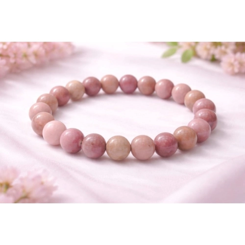 Generic Natural Crystal 8mm Rhodonite Bracelet (Light Purple)