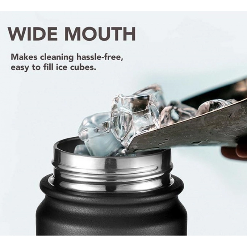 Generic 1000 Ml Double Wall Insulated Stainless Steel Water Bottle With Screw Lid (Black)