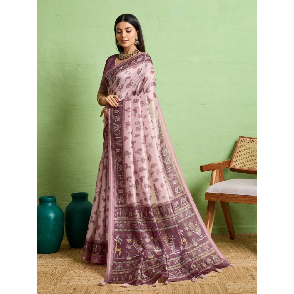 Generic Women's Silk Blend Printed Saree With Unstitched Blouse 5.5Mtr (Grey) Generic Women's Silk Blend Printed Saree With Unstitched Blouse 5.5Mtr (Grey)