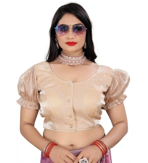 Generic Women's Jimmy Solid Designer Neck Elastic Sleeve Readymade Blouse (Beige 38 , Alterable up to 42)-PID65826