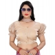 Generic Women's Jimmy Solid Designer Neck Elastic Sleeve Readymade Blouse (Beige 38 , Alterable up to 42)-PID65826
