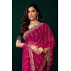 Generic Women's Net Sequence Saree With Unstitched Blouse 5.5Mtr (Pink)