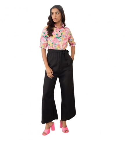 Generic Women's Polyester Floral Half Sleeves Jumpsuit (Multicolor)