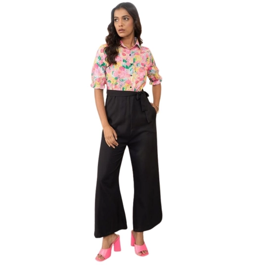 Generic Women's Polyester Floral Half Sleeves Jumpsuit (Multicolor) Generic Women's Polyester Floral Half Sleeves Jumpsuit (Multicolor)