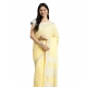Generic Women's Linen Cotton Printed Saree With Unstitched Blouse 5.5Mtr (Yellow)