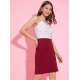 Generic Women's Polyester Lycra Color Blocking Shoulder Straps Dress (White - Maroon) Generic Women's Polyester Lycra Color Blocking Shoulder Straps Dress (White - Maroon)