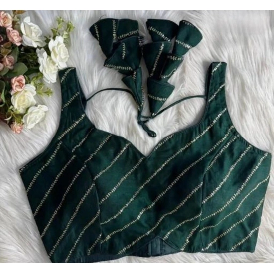 Generic Women's Silk Embellished Sweetheart Neck Sleeveless Readymade Padded Blouse (Green, Size 38) Generic Women's Silk Embellished Sweetheart Neck Sleeveless Readymade Padded Blouse (Green, Size 38)