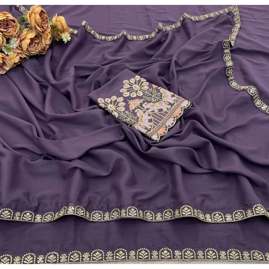 Generic Women's Art Silk Embroidered Saree With Unstitched Blouse 5.5Mtr (Lavender) Generic Women's Art Silk Embroidered Saree With Unstitched Blouse 5.5Mtr (Lavender)
