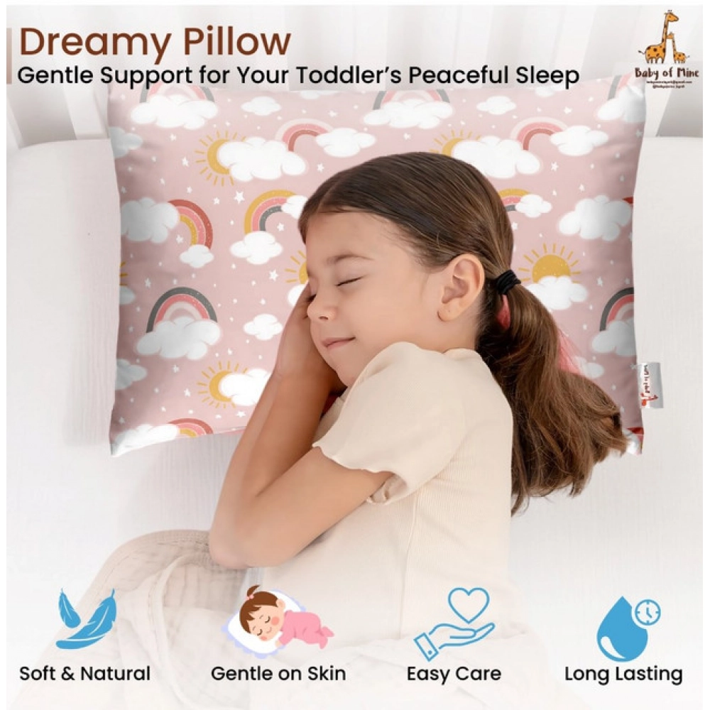 Soft Plush Printed Baby Infant Pillow for Kids Age 1 To 5 Years (Pink)