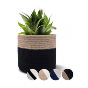 Generic Cotton Flower Pot With Out Lid (Beige-Black)