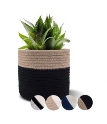 Generic Cotton Flower Pot With Out Lid (Beige-Black)