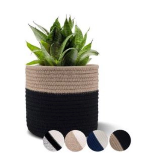 Generic Cotton Flower Pot With Out Lid (Beige-Black)
