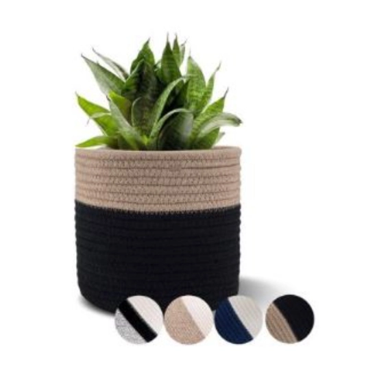 Generic Cotton Flower Pot With Out Lid (Beige-Black)