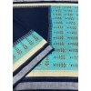 Generic Women's Cotton Linen Printed Saree With Unstitched Blouse 5.5Mtr (Blue)
