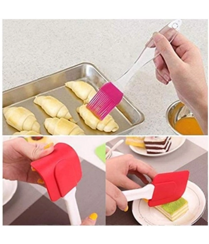 Generic Pack Of 5_Silicone Spatula with Brush – Heat Resistant Cooking And Baking (Color: Assorted )