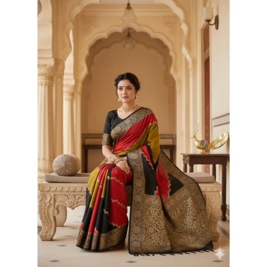 Generic Women's Dola Silk Embellished Saree With Unstitched Blouse 5.5Mtr (Multicolor) Generic Women's Dola Silk Embellished Saree With Unstitched Blouse 5.5Mtr (Multicolor)