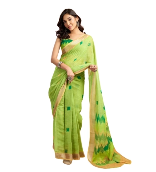 Generic Women's Faux Linen Floral Print Ready to wear Saree With Unstitched Blouse 5.5Mtr (Green) Generic Women's Faux Linen Floral Print Ready to wear Saree With Unstitched Blouse 5.5Mtr (Green)