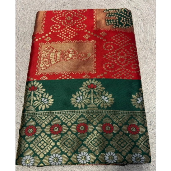 Generic Women's Jacquard Printed Saree With Unstitched Blouse 5.5Mtr (Red) Generic Women's Jacquard Printed Saree With Unstitched Blouse 5.5Mtr (Red)
