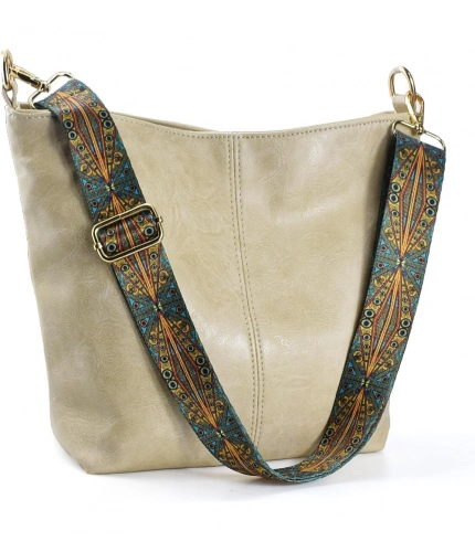 Generic Women's PU Leather Zipper Handbag (Beige)