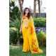 Generic Women's Georgette  Printed Saree With Unstitched Blouse 5.5Mtr (Yellow)