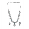 Generic Women's Brass Silver Plated Necklace set (Turquoise)