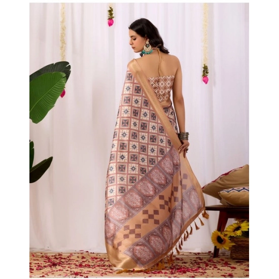 Generic Women's Faux_Silk Printed Saree With Unstitched Blouse 5.5Mtr (Multicolor)