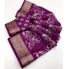 Generic Women's Cotton Silk Floral Printed Saree With Unstitched Blouse 5.5Mtr (Wine)