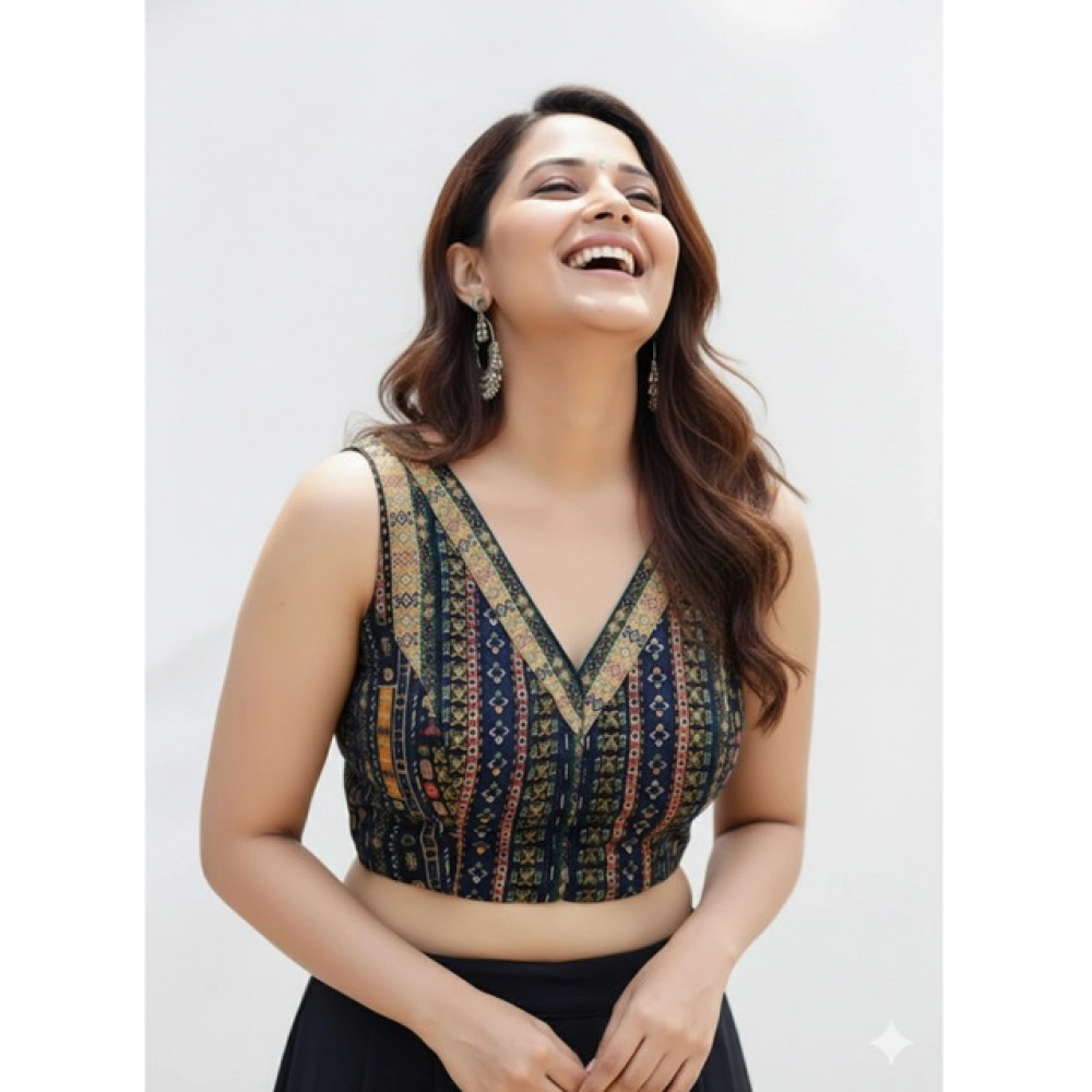 Generic Women's Cambric Cotton V Neck Padded Blouse (Navy, 38 Ready Size (Self-Alterable 36–40) Generic Women's Cambric Cotton V Neck Padded Blouse (Navy, 38 Ready Size (Self-Alterable 36–40)