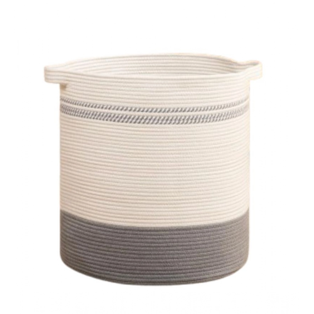 Generic Cotton Pack Of_1 12x14 Inch Storage Basket For Clothes (Grey-White) Generic Cotton Pack Of_1 12x14 Inch Storage Basket For Clothes (Grey-White)
