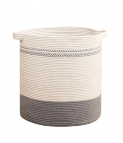 Generic Cotton Pack Of_1 12x14 Inch Storage Basket For Clothes (Grey-White) Generic Cotton Pack Of_1 12x14 Inch Storage Basket For Clothes (Grey-White)