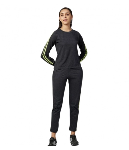 Generic Women's Cotton Solid Long Sleeves Tracksuit (Dark Grey - Green)