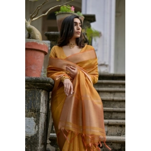 Generic Women's Silk_Blend Butti Pattern Saree With Unstitched Blouse 5.5Mtr (Mustard)