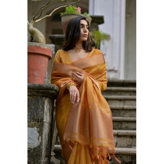 Generic Women's Silk_Blend Butti Pattern Saree With Unstitched Blouse 5.5Mtr (Mustard) Generic Women's Silk_Blend Butti Pattern Saree With Unstitched Blouse 5.5Mtr (Mustard)