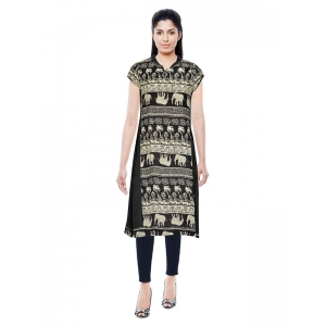 Generic Women's Rayon Kurtis (Blck, L)