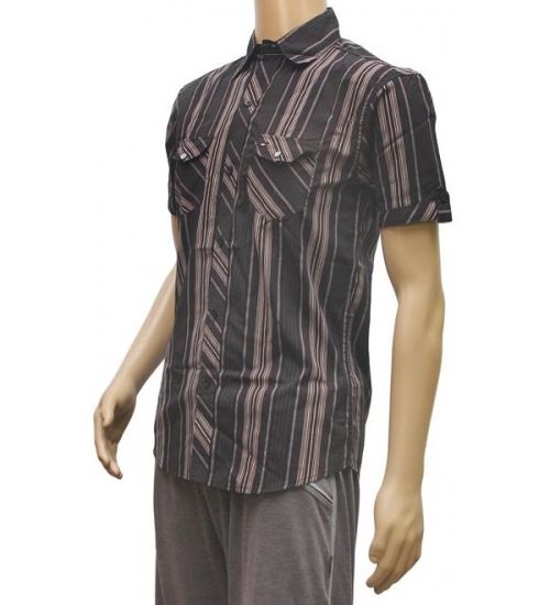 Generic Mens Poly Casual Men Shirts (Black, Grey, L)