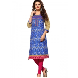 Generic Women's Cotton Kurtis (Blue, Multi, XL)