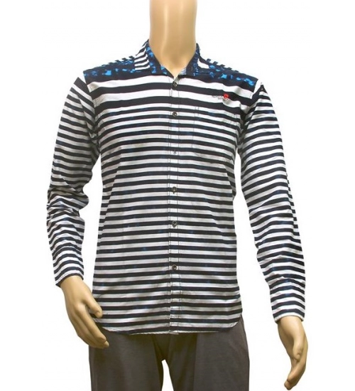Generic Mens Cotton Casual Men Shirts (Blue, White, XS)