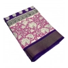 Generic Women's Cotton Blend Printed Saree With Unstitched Blouse 5.5Mtr (Purple)