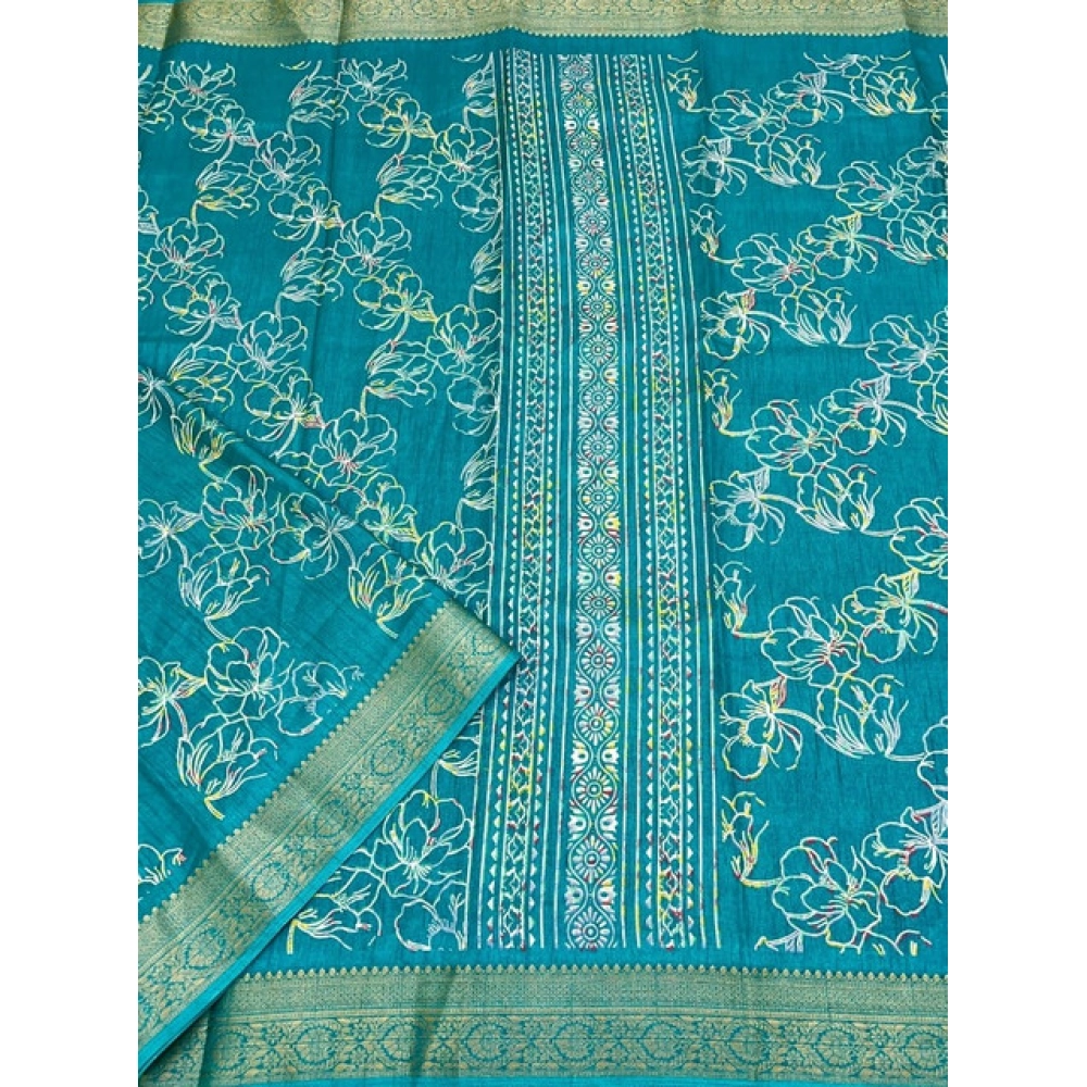 Generic Women's Cotton Silk Floral Printed Saree With Unstitched Blouse 5.5Mtr (Rama) Generic Women's Cotton Silk Floral Printed Saree With Unstitched Blouse 5.5Mtr (Rama)