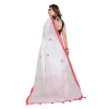 Generic Women's Linen Cotton Printed Saree With Unstitched Blouse 5.5Mtr (White)