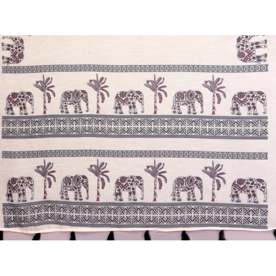 Generic Women's Linen Cotton Printed Saree With Unstitched Blouse 5.5Mtr (Off White) Generic Women's Linen Cotton Printed Saree With Unstitched Blouse 5.5Mtr (Off White)