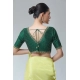 Generic Women's Banarasi Silk Sequence V Neck Non Padded Blouse (Green 38 Ready (Alterable up to 42)