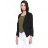 Generic Women's Polyester Solid Long Sleeves Blazer (Black)