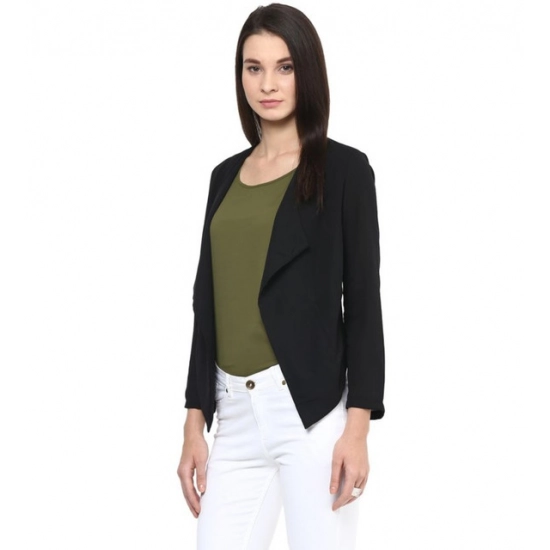 Generic Women's Polyester Solid Long Sleeves Blazer (Black) Generic Women's Polyester Solid Long Sleeves Blazer (Black)