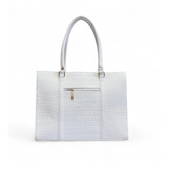 Generic Women's Polyurethane Croco Shoulder Tote Bag (White)