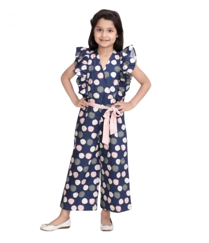 Generic Girl's Rayon Polka Flutter Jumpsuit (Multicolor)