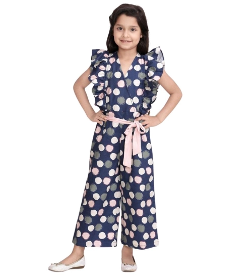 Generic Girl's Rayon Polka Flutter Jumpsuit (Multicolor) Generic Girl's Rayon Polka Flutter Jumpsuit (Multicolor)