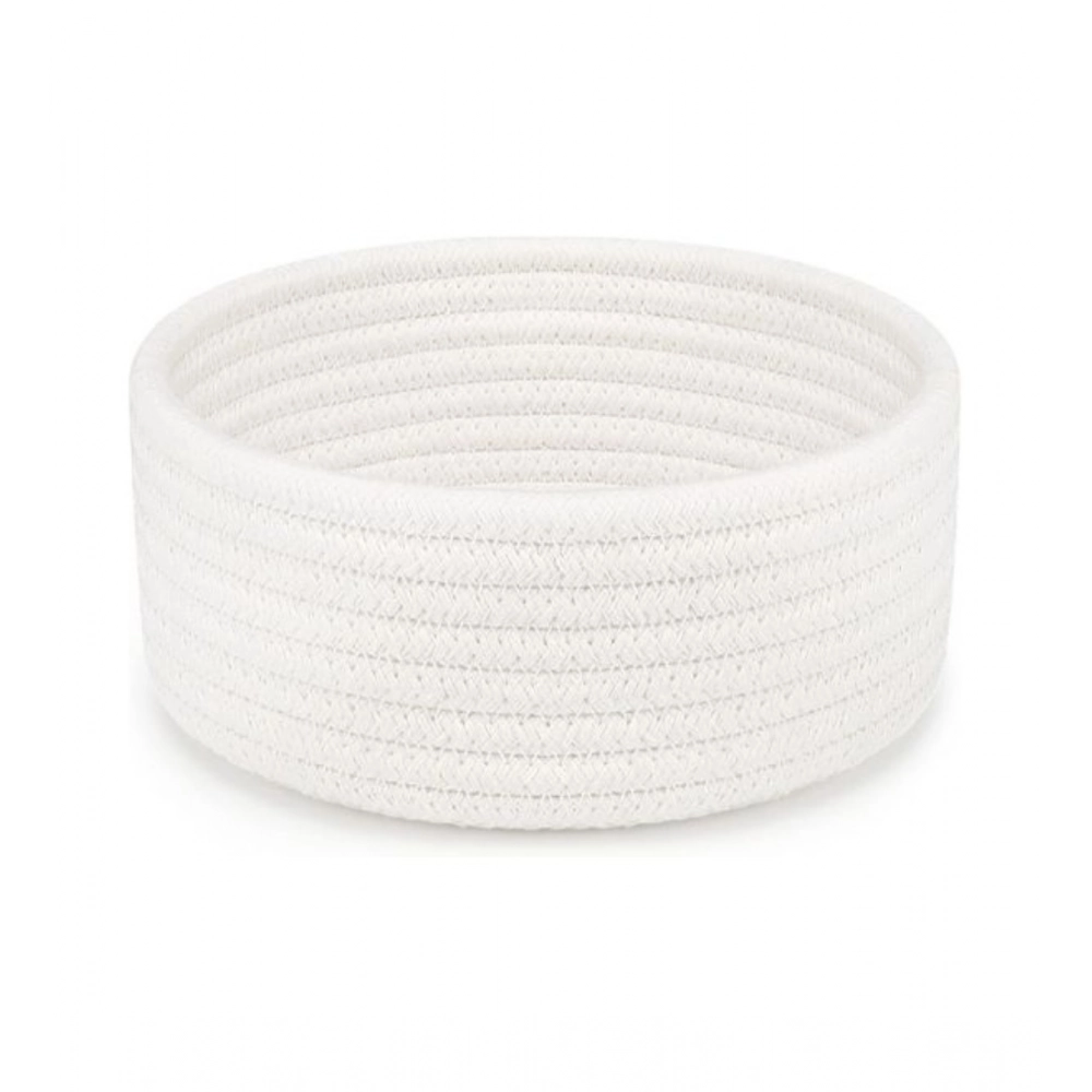 Generic Cotton 8x3 Inch Round 1 Pcs Bedside Organizer With Out Lid (White)